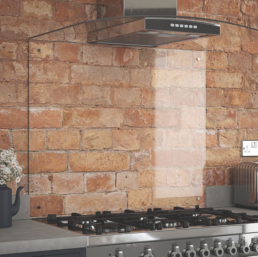 Image of Splashback Clear with Chrome Caps Splashback 900mm x 750mm x 6mm 