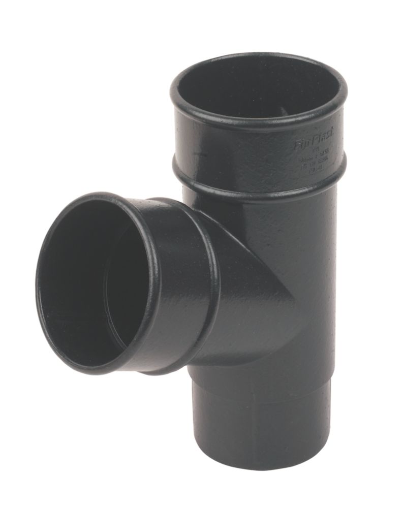 Image of FloPlast Cast Iron Effect Round Branch Black 68mm 