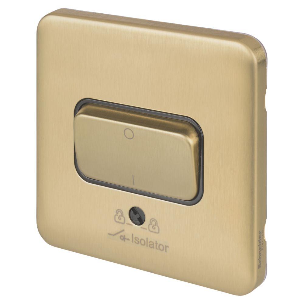 Image of Schneider Electric Lisse Deco 10A 1-Gang 3-Pole Fan Isolator Switch Satin Brass with Black Inserts 