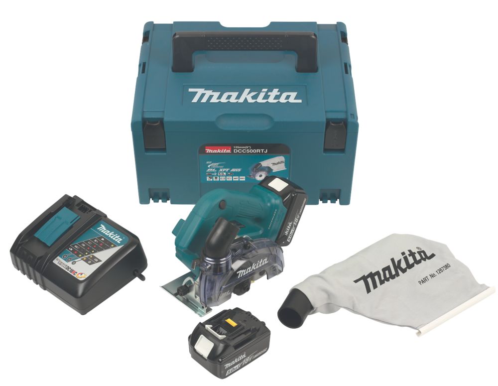 Image of Makita DCC500RTJ 18V 2 x 5.0Ah Li-Ion LXT Brushless Cordless 125mm Disc Cutter 