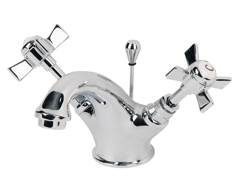 Image of Swirl Edwardian Bathroom Basin Mono Mixer Tap with Pop Up Waste Chrome 