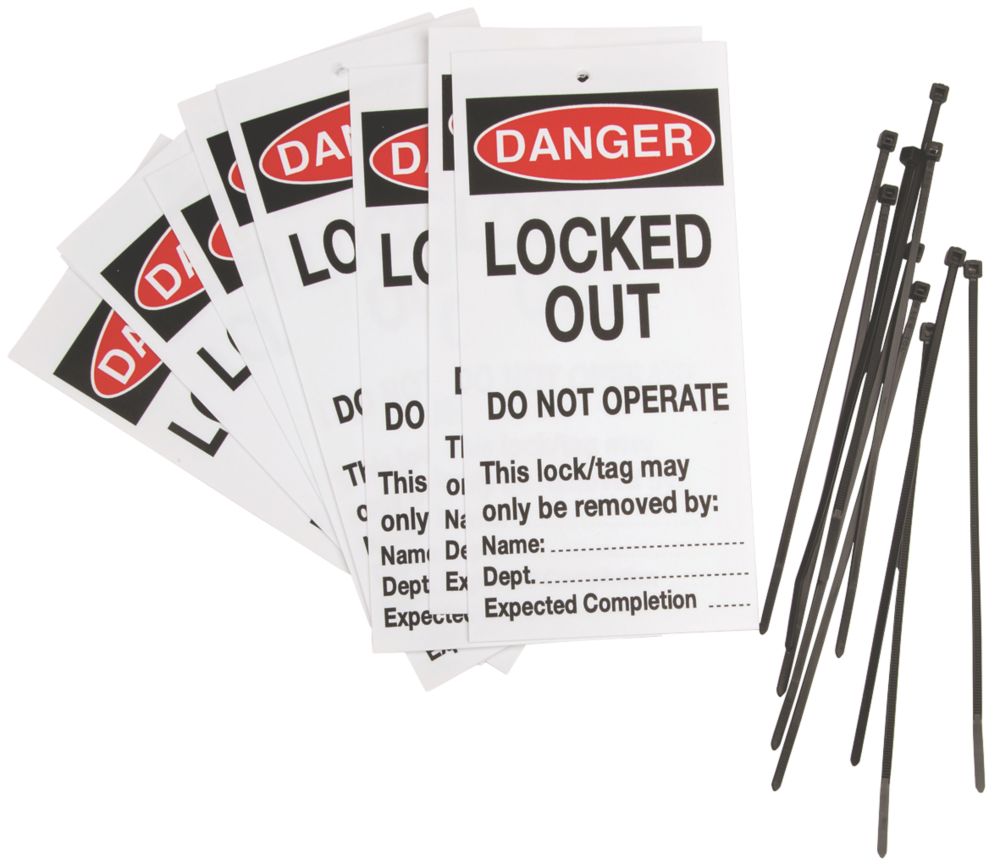 Image of 'Danger Locked Out' Safety Maintenance Tags 10 Pack 