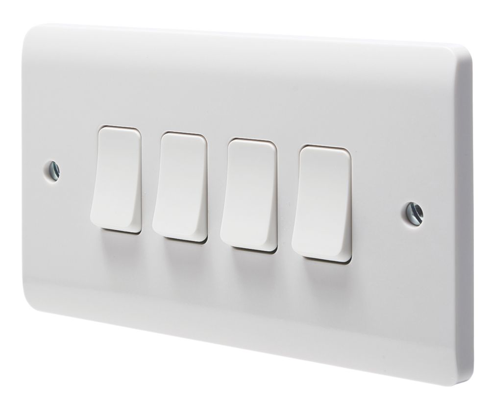 Image of Crabtree Instinct 10AX 4-Gang 2-Way Light Switch White 