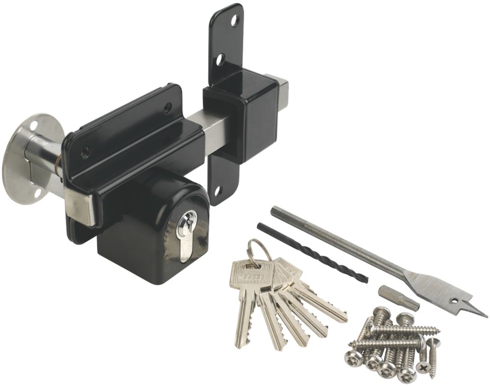 Image of GateMate Black Double-Locking Euro Long Throw Lock 85mm 