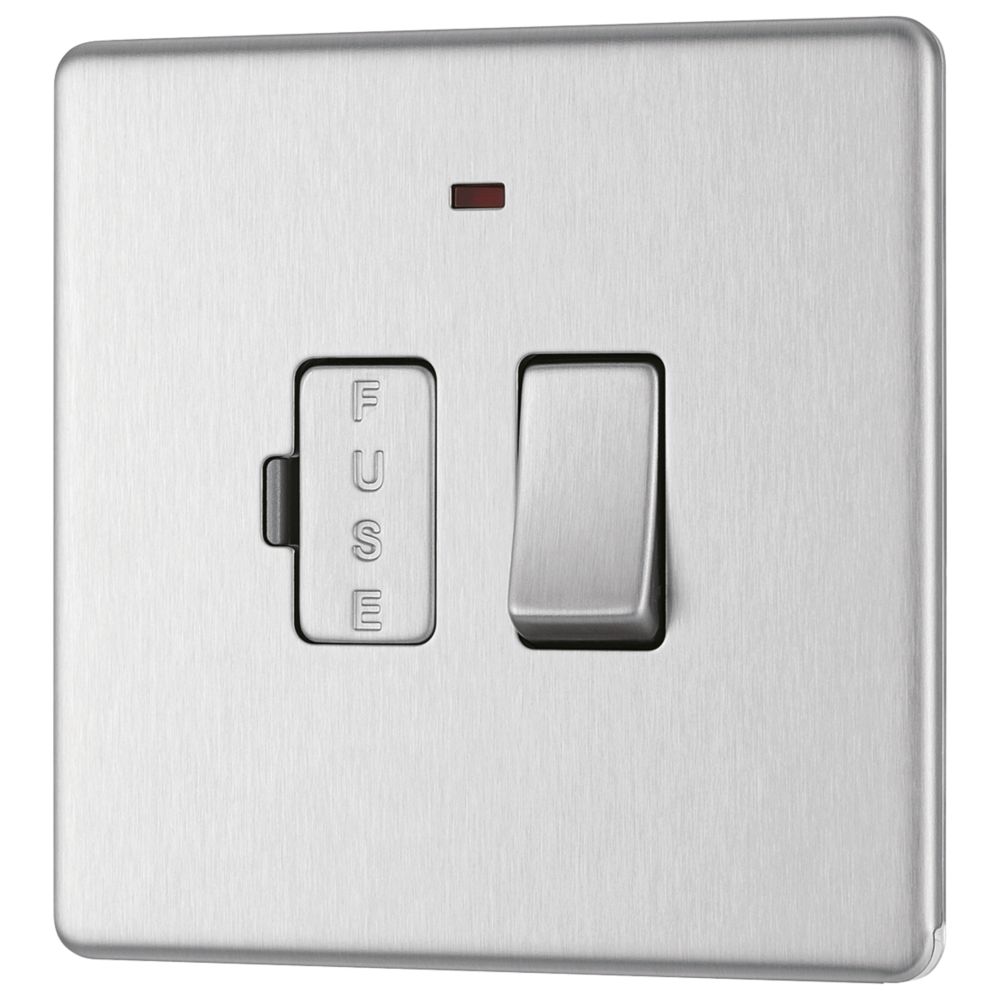 Image of LAP 13A Switched Fused Spur with LED Brushed Stainless Steel 
