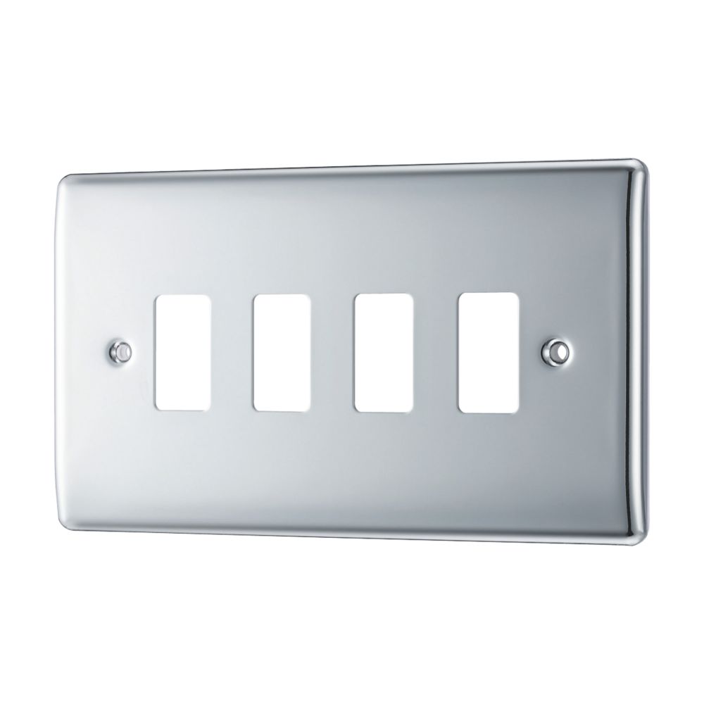 Image of British General Nexus Grid 4-Module Grid Faceplate Polished Chrome 