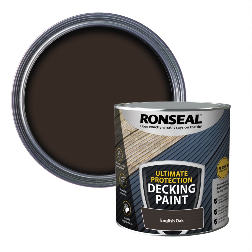 Image of Ronseal Ultimate Protection Decking Paint English Oak 2.5Ltr 