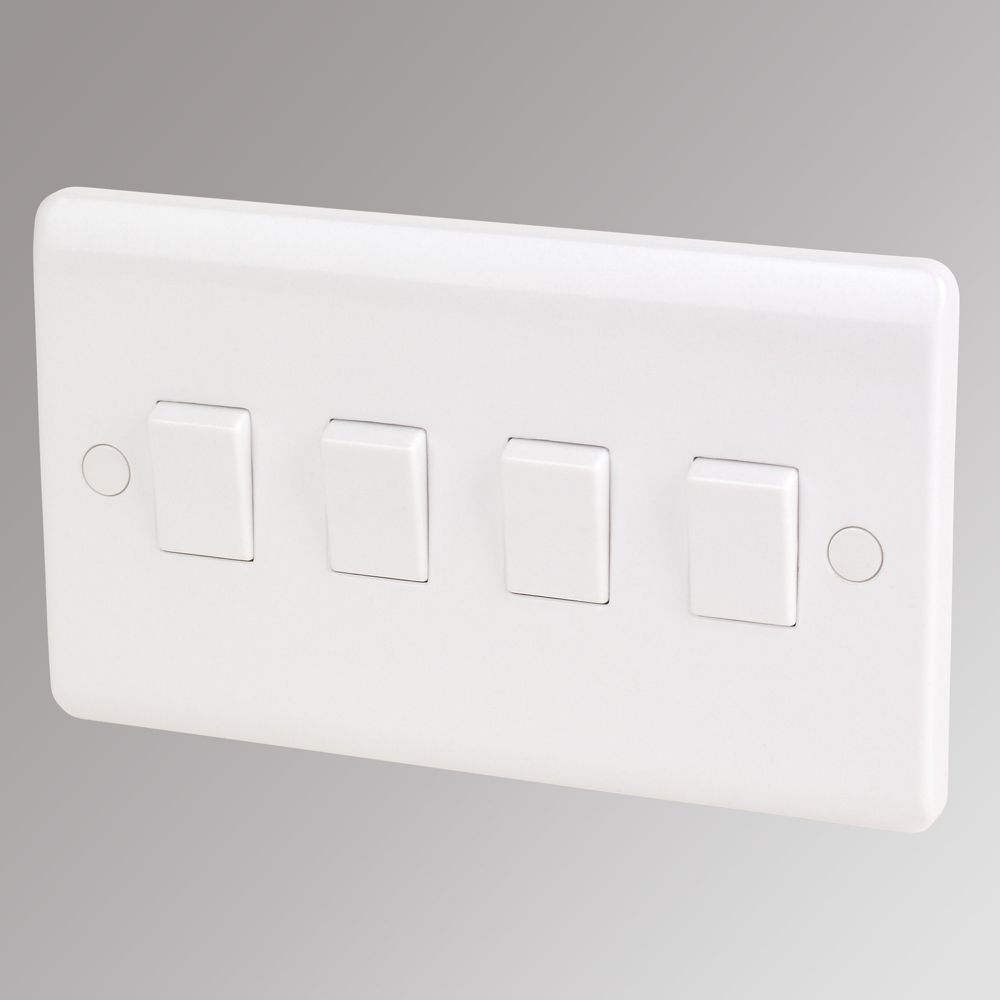 Image of LAP 10AX 4-Gang 2-Way Light Switch White 