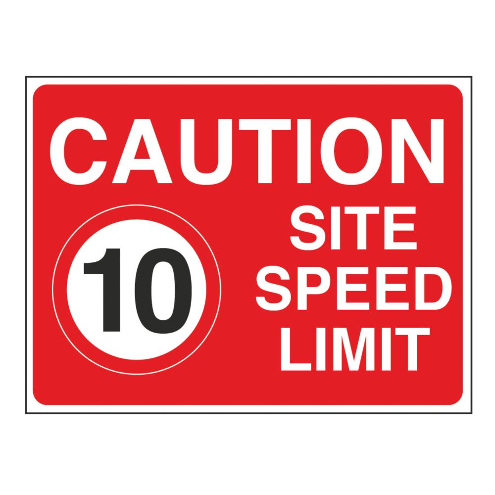 Image of "Caution Site Speed Limit 10" Sign 450mm x 600mm 