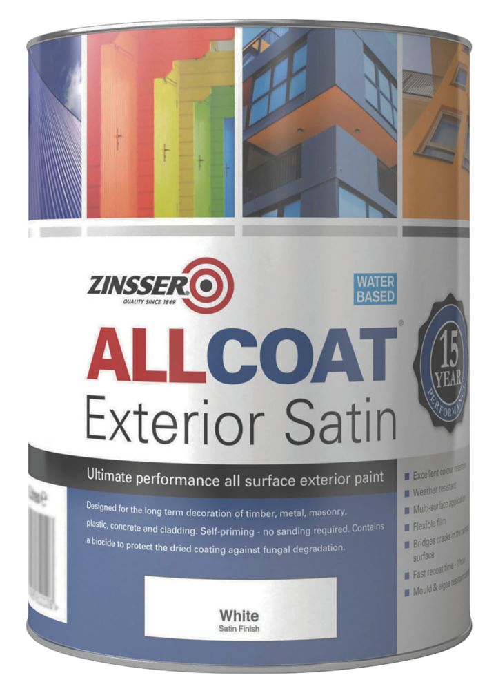 Image of Zinsser All Coat Exterior Paint White 1Ltr 