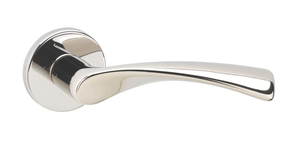 Image of Easy Click Atlas Fire Rated Lever on Rose Handles Pair Polished Nickel 