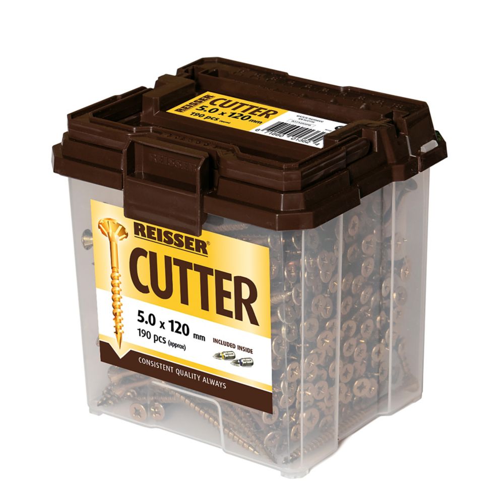 Image of Reisser Cutter Tub PZ Countersunk High Performance Woodscrews 5mm x 120mm 190 Pack 