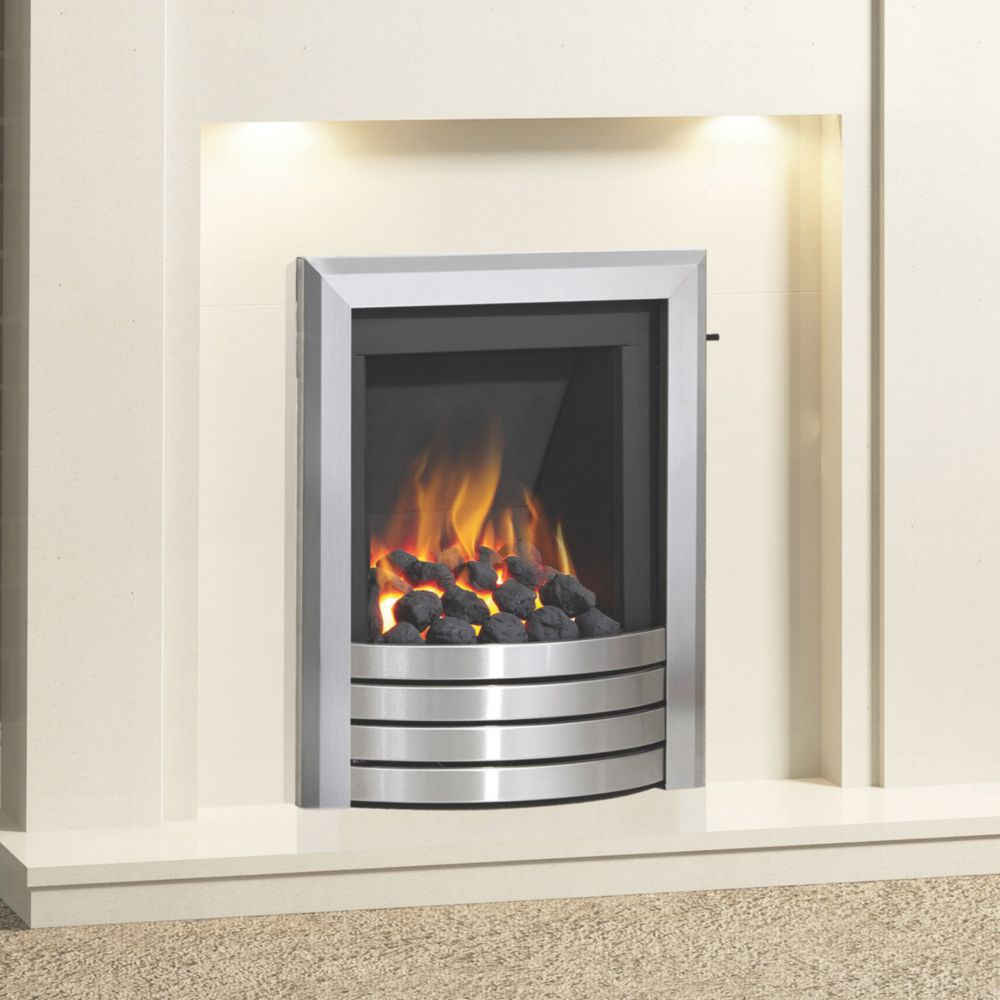 Image of Be Modern Design Brushed Steel Slide Control Inset Gas Manual Fire 510mm x 123mm x 605mm 