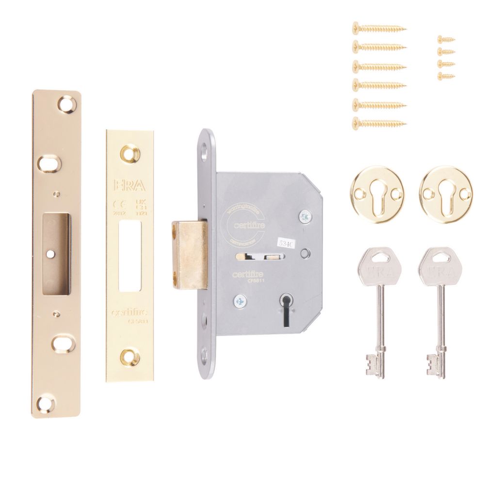 Image of ERA 5 Lever Brass 5-Lever Mortice Deadlock 64mm Case - 44mm Backset 