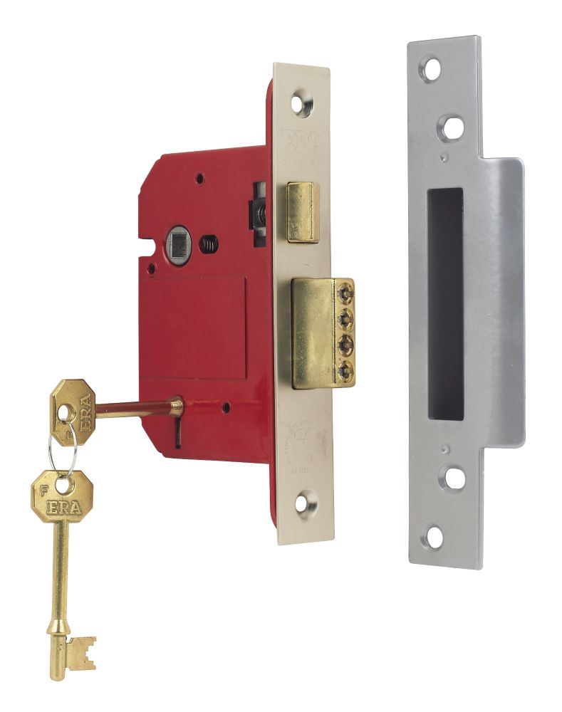Image of ERA Fire Rated Satin Nickel BS 5-Lever Mortice Sashlock 76mm Case - 56mm Backset 