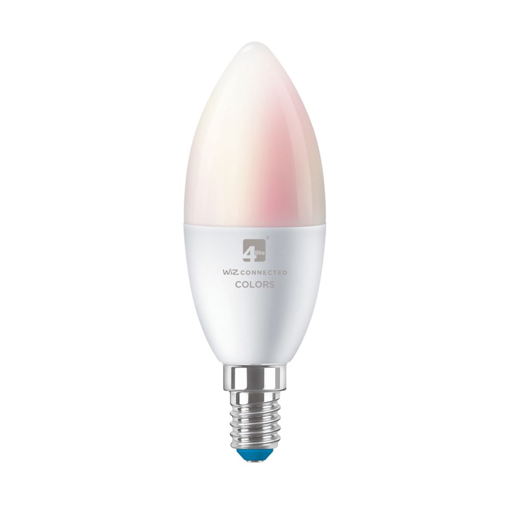 Image of 4lite SES Candle RGB & White LED Smart Light Bulb 4.9W 470lm 2 Pack 