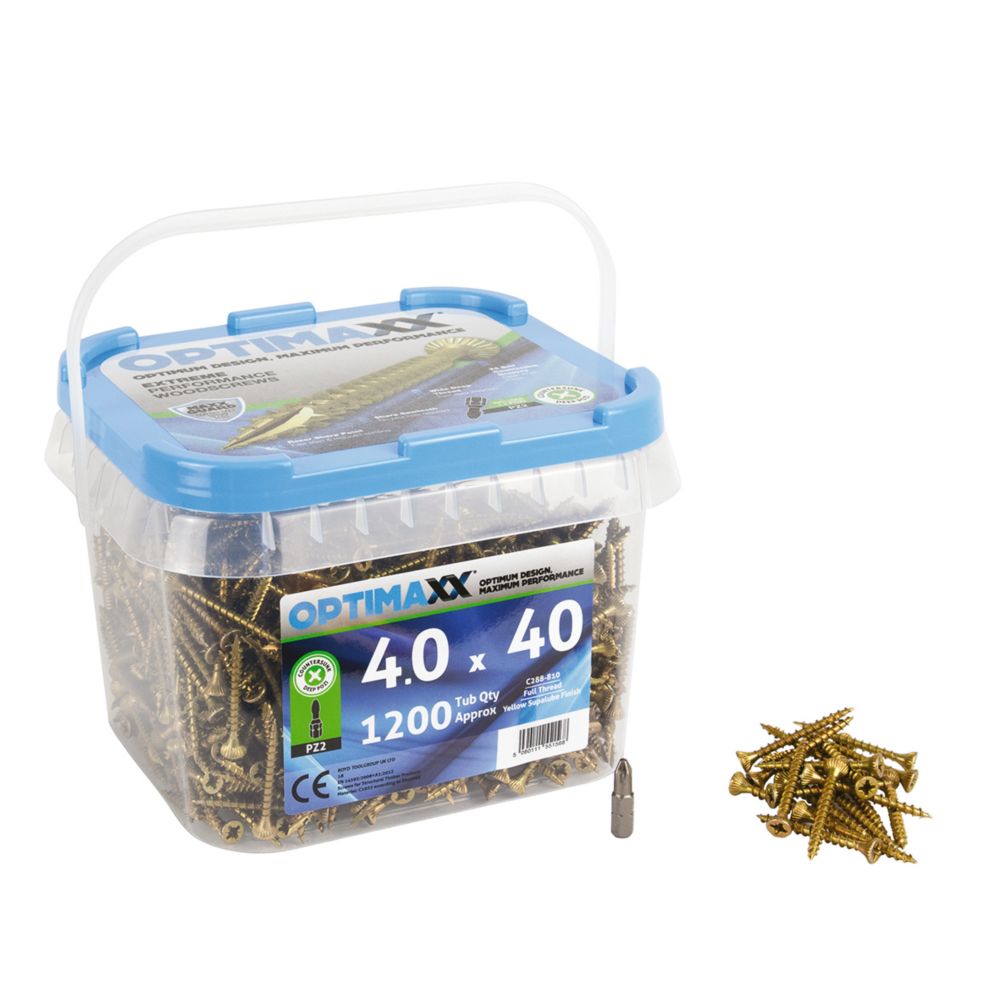 Image of Optimaxx PZ Countersunk Wood Screws 4mm x 40mm 1200 Pack 