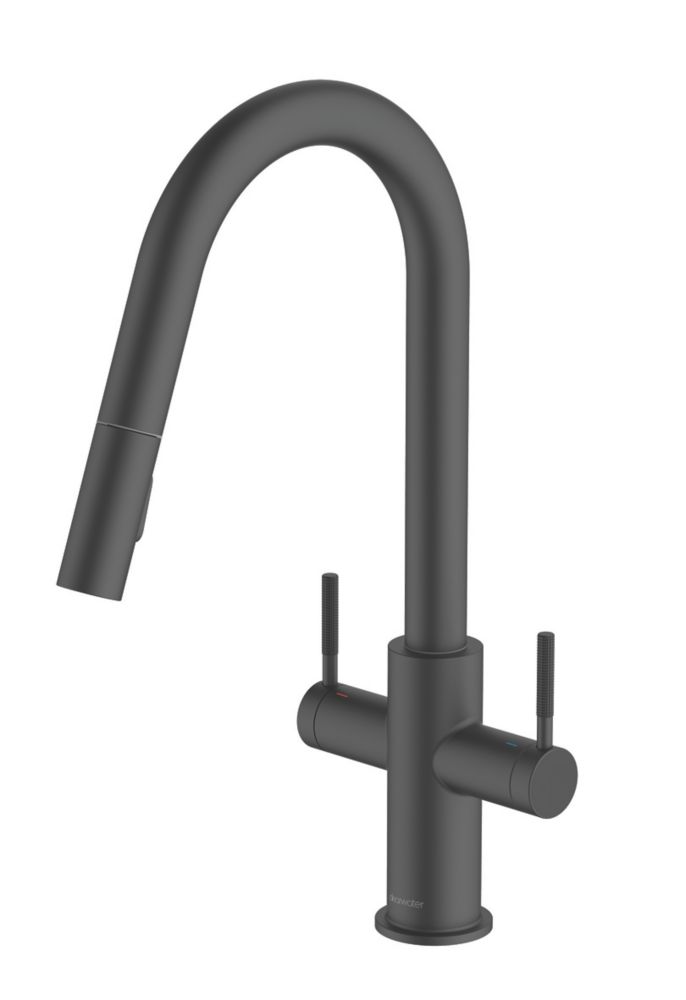 Image of Clearwater Topaz TOP30MB Double Lever Tap with Twin Spray Pull-Out Matt Black 