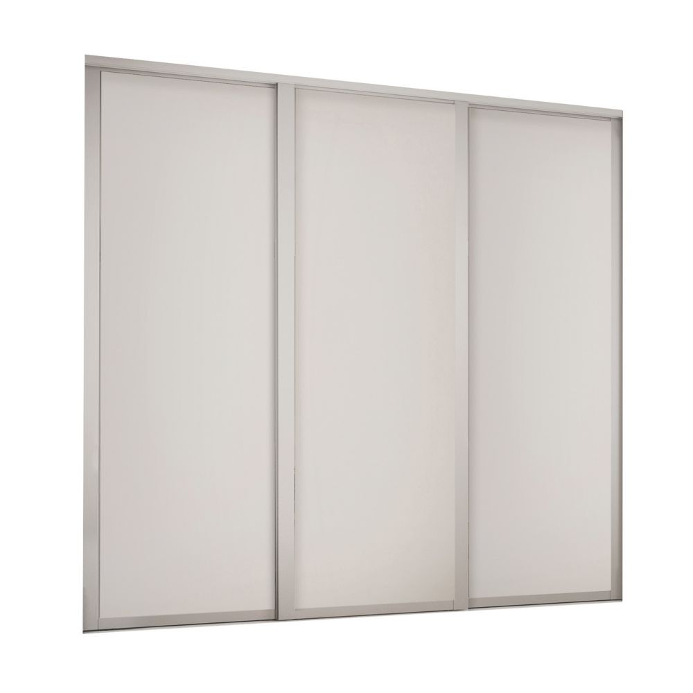 Image of Spacepro Shaker 3-Door Sliding Wardrobe Door Kit Cashmere Frame Cashmere Panel 1680mm x 2260mm 