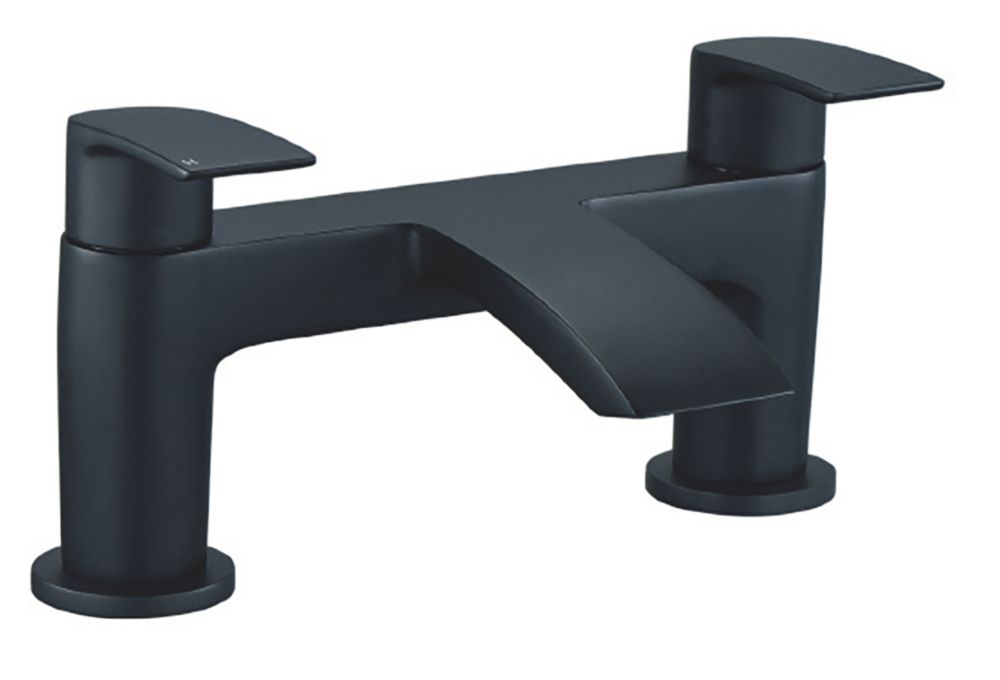 Image of Highlife Bathrooms Coll Deck-Mounted Bath Filler Matt Black 