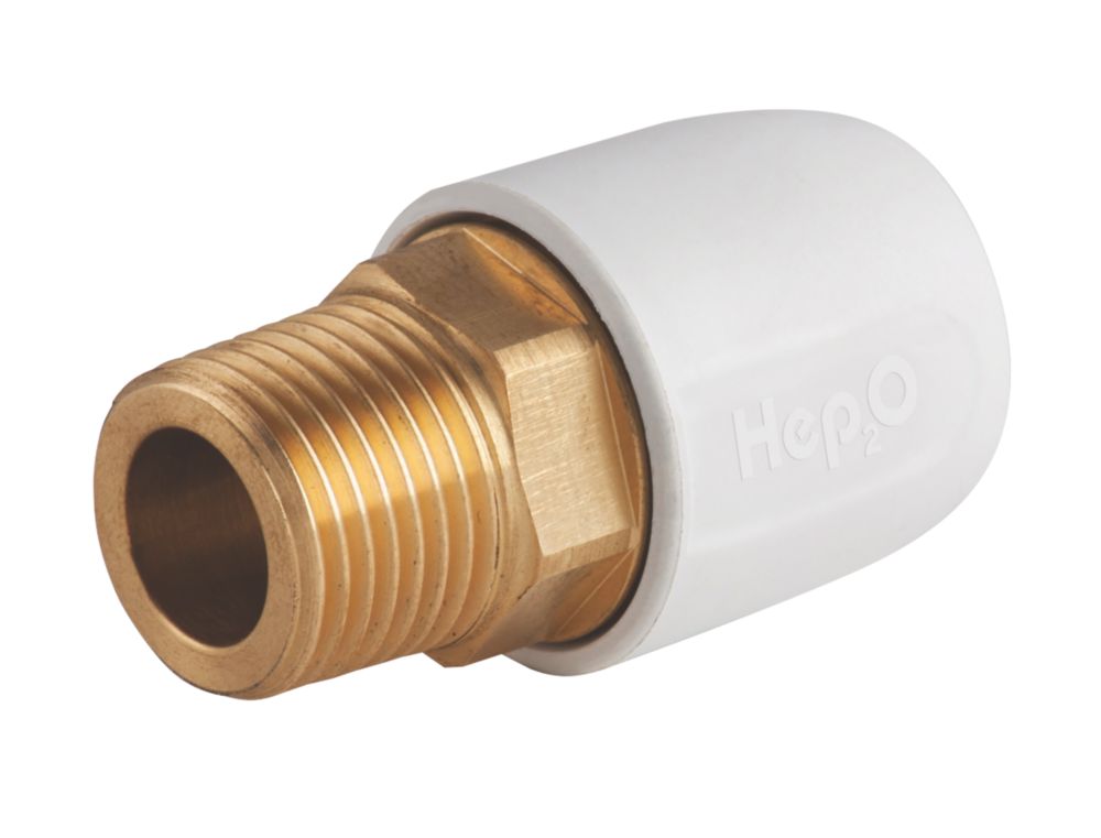 Image of Hep2O Plastic Push-Fit Adapting Male Coupler 15mm x 1/2" 
