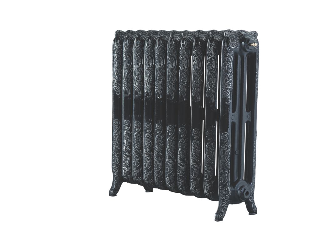 Image of Arroll Montmartre 3-Column Cast Iron Radiator 760mm x 834mm Black / Silver 4913BTU 