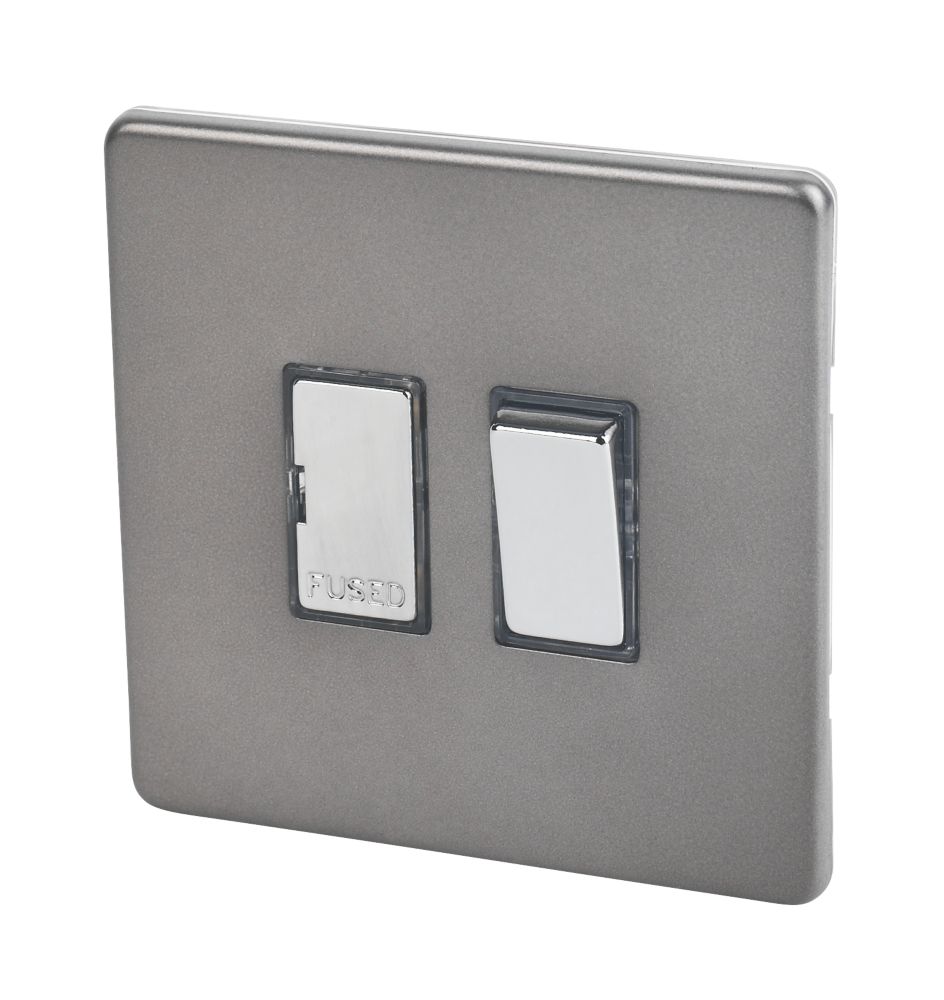 Image of Varilight 13AX Switched Fused Spur Slate Grey with Black Inserts 