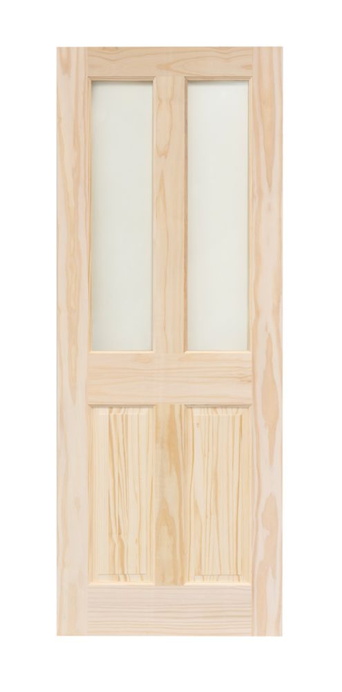 Image of Victorian 2-Clear Light Unfinished Pine Wooden 2-Panel Internal Door 2032mm x 813mm 