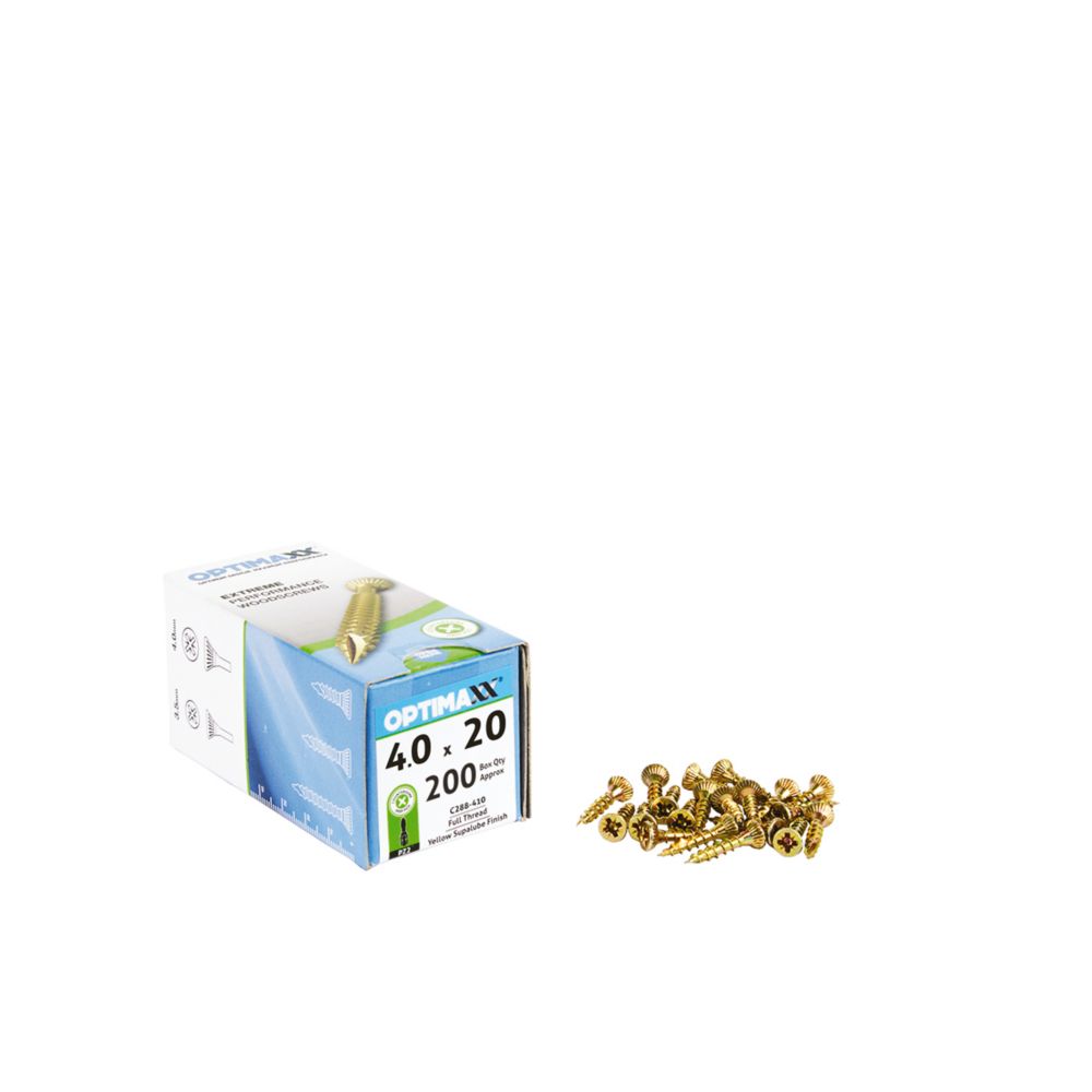 Image of Optimaxx PZ Countersunk Wood Screws 4mm x 20mm 200 Pack 