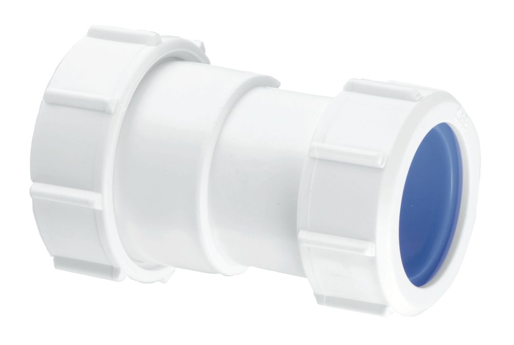 Image of McAlpine S28L-ISO Compression Connection Straight Connector White 32mm x 32mm 