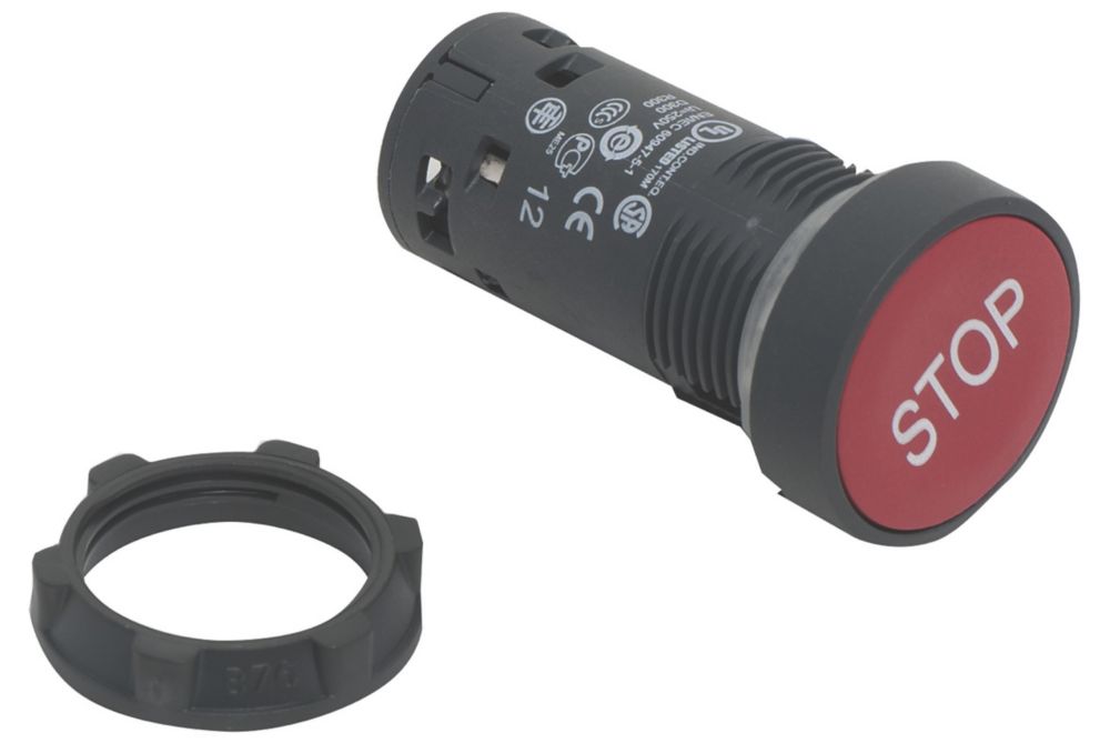 Image of Schneider Electric XB7NA4234 Red Flush Push-Button Isolator Switch NC 