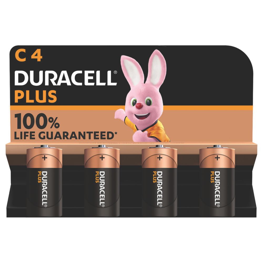 Image of Duracell Plus C Alkaline Batteries 4 Pack 