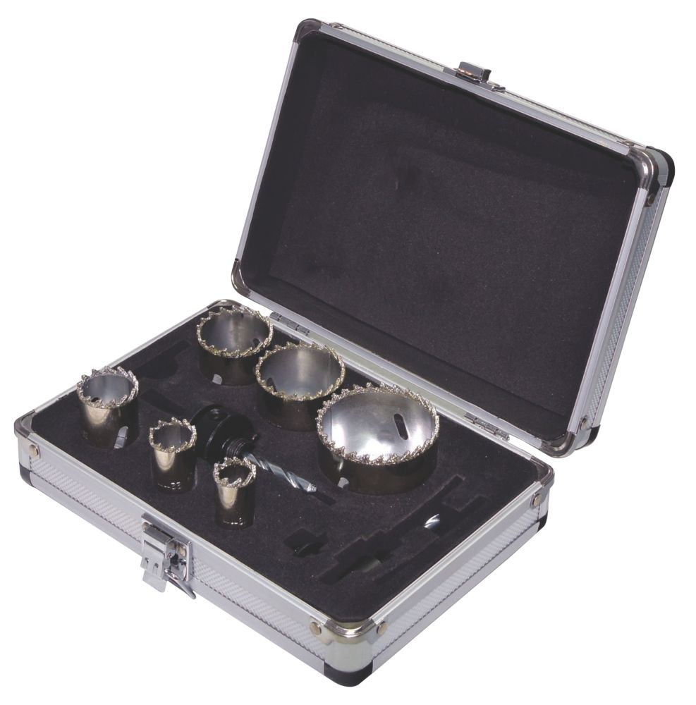 Image of 6-Saw Ceramic Tiles & Marble Diamond Grit Holesaw Set 