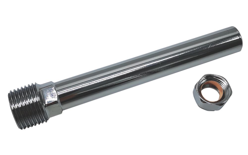 Image of Tesla 1/2" BSP Male Taper x 15mm Compression Rigid TRV Extension Piece 100mm Chrome 