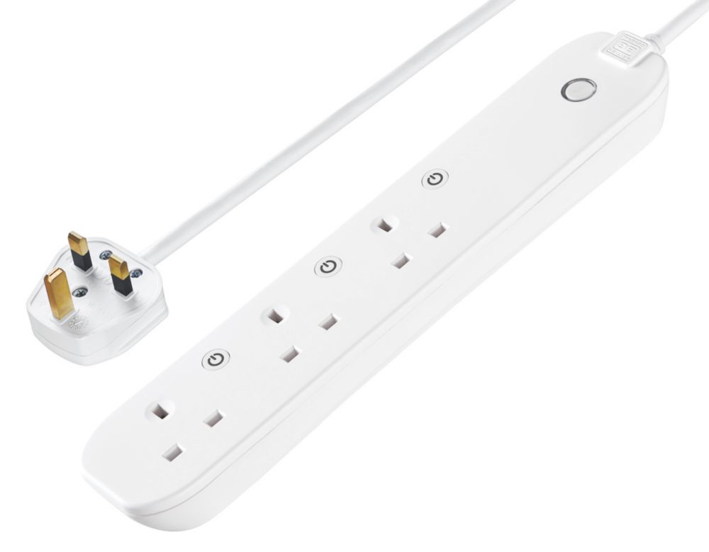 Image of British General 13A 3-Gang Switched Smart Extension Lead White 1m 