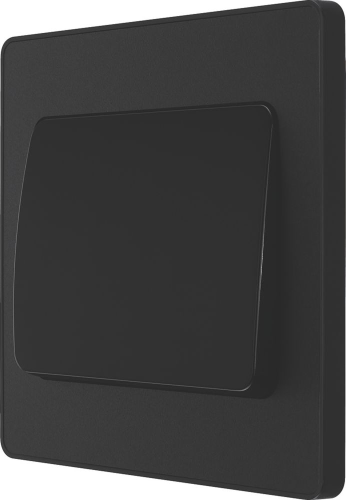 Image of British General Evolve 20 A 16AX 1-Gang 2-Way Wide Rocker Light Switch Matt Black with Black Inserts 