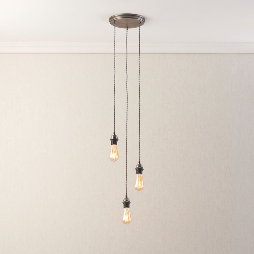 Image of Quay Design Cable Set 3-Light Cable Set Pendant Satin Pewter 