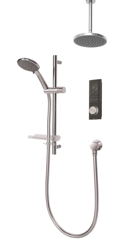 Image of Triton H2ome HP/Combi Ceiling & Rear Fed Dual Outlet Black Thermostatic Digital Mixer Shower 