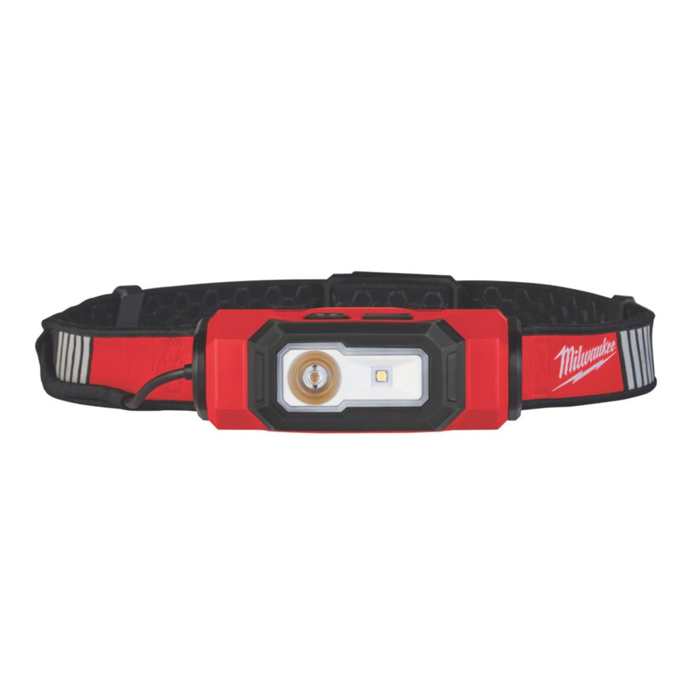 Image of Milwaukee L4 HL-VIS-301 Rechargeable LED Hi-Vis Headlamp Red / Black 600lm 