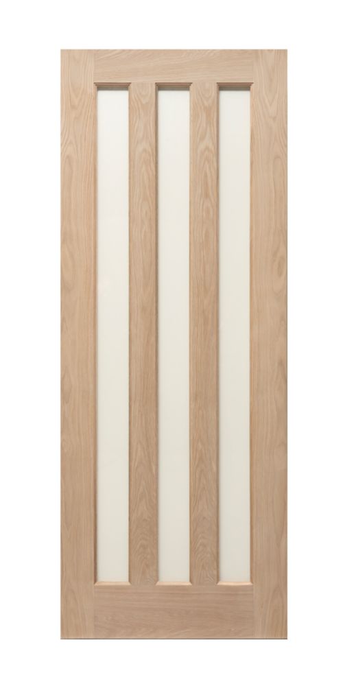 Image of Modern 3-Clear Light Unfinished Oak Wooden Traditional Internal Door 1981mm x 686mm 