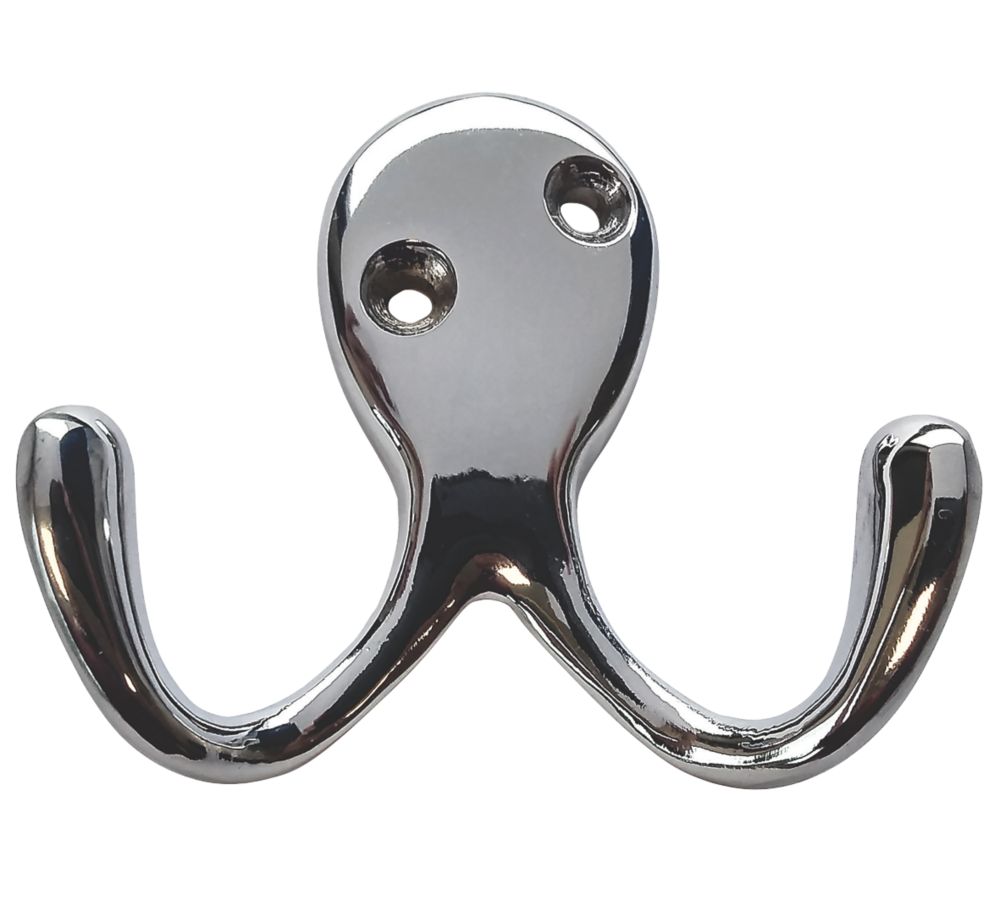 Image of Smith & Locke Double Robe Hooks Polished Chrome 55mm 5 Pack 