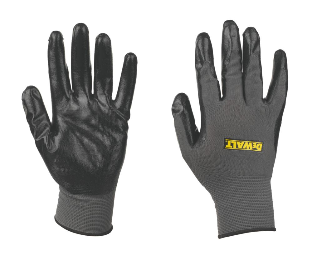 Image of DeWalt DPG66 Nitrile-Coated Poly Gloves Grey Large 