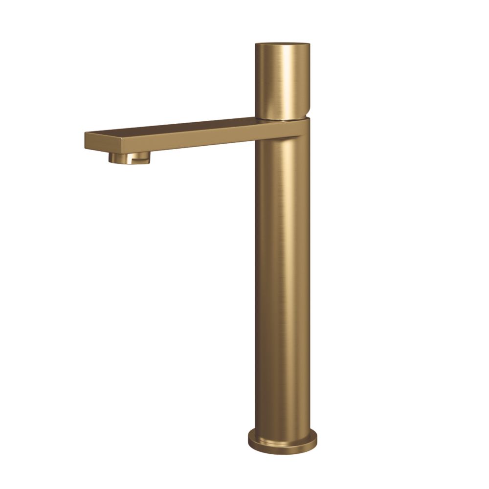 Image of ETAL Saris High Rise Mono Basin Mixer Tap Brushed Gold 