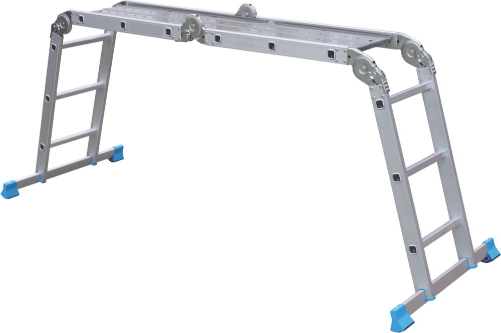Image of Mac Allister 4-Section Aluminium Folding Ladder With Platform 3.30m 