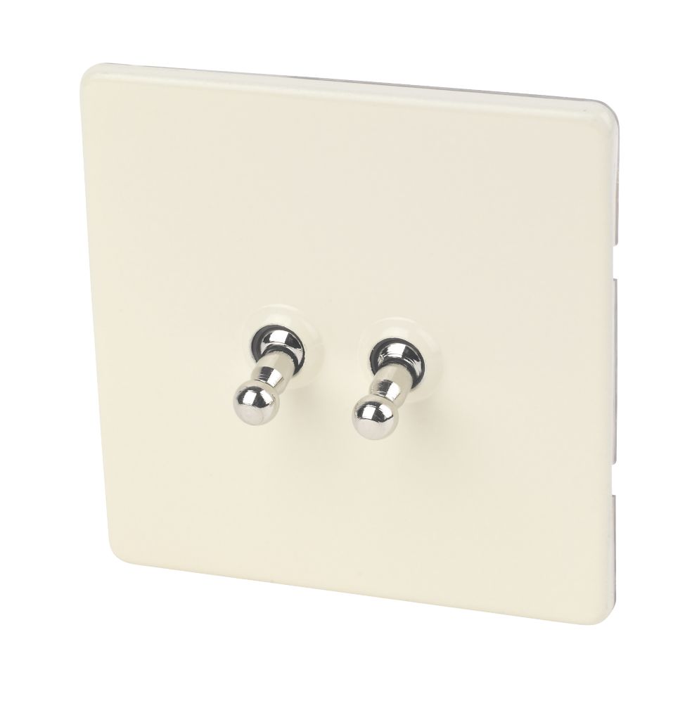 Image of Varilight 10AX 2-Gang 2-Way Toggle Switch White Chocolate 