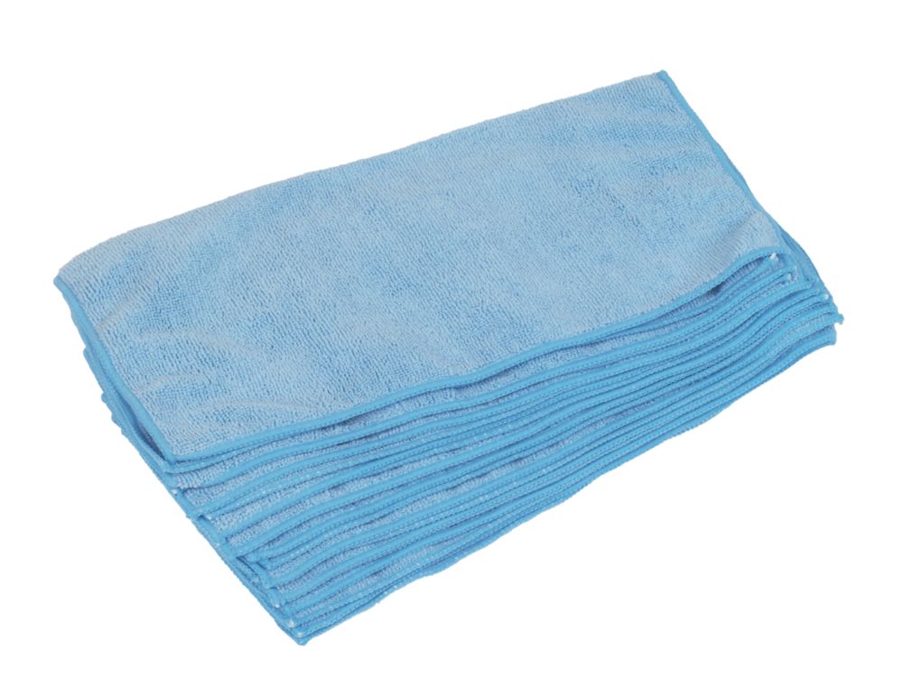 Image of Microfibre Cleaning Cloths Blue 380mm x 380mm 10 Pack 