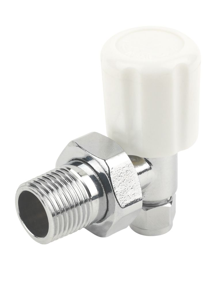 Image of White Angled Manual Radiator Valve 8mm x 1/2" 