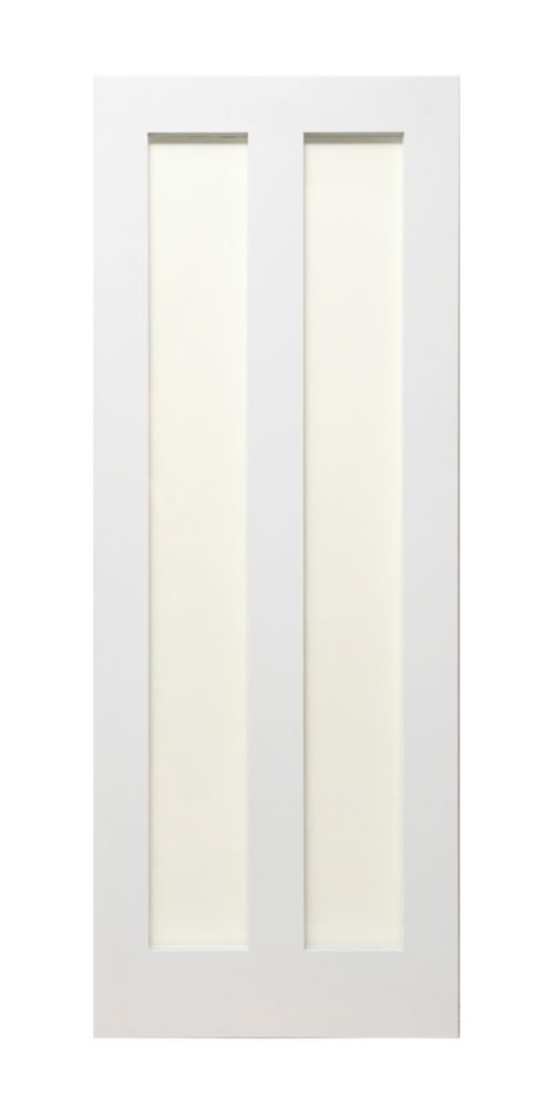 Image of 2-Clear Light Primed White Wooden Shaker Internal Door 2040mm x 726mm 