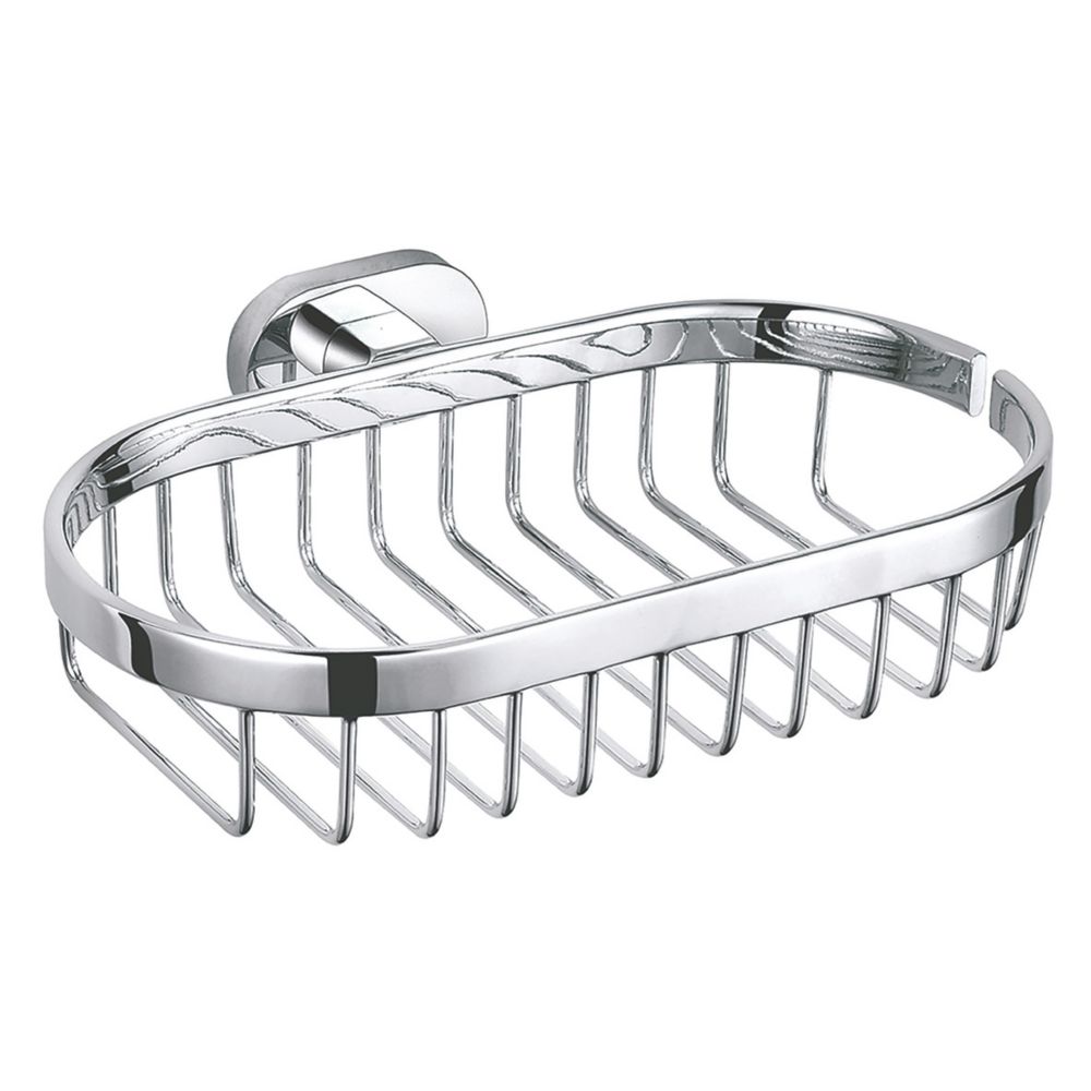 Image of Aqualux Sandown Glass Soap Basket Chrome 