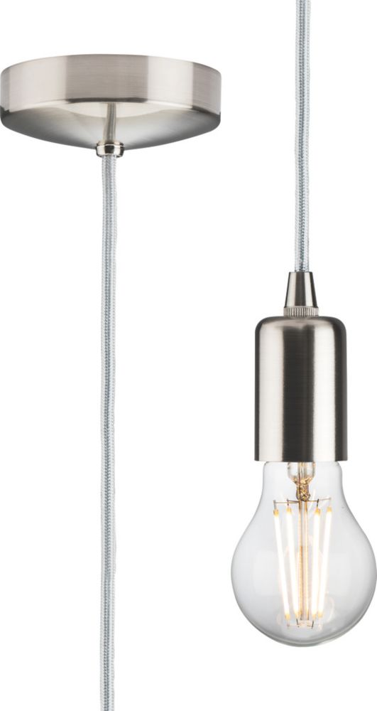 Image of Knightsbridge Contemporary Long Pendant Brushed Chrome 